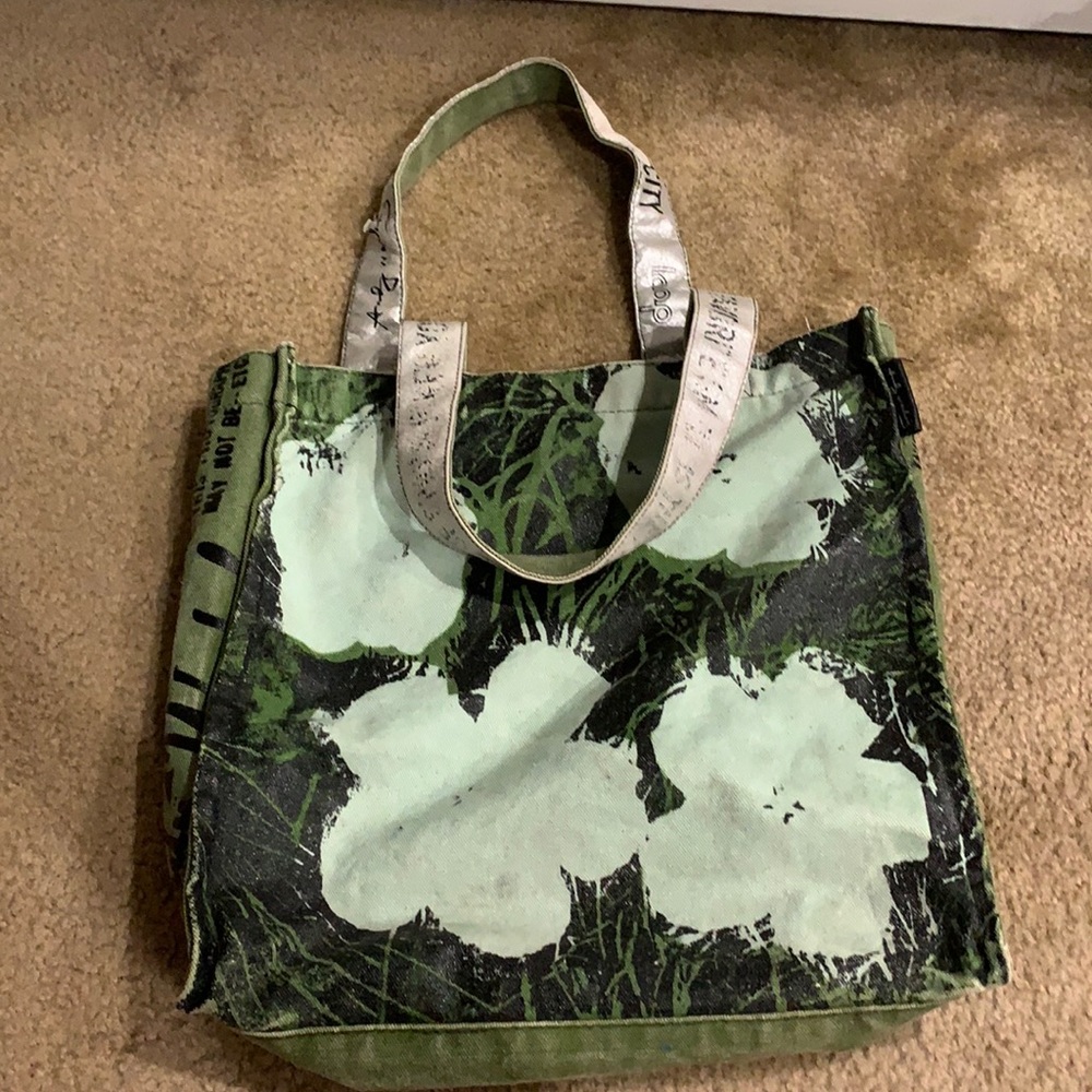 Andy Warhol green flower tote